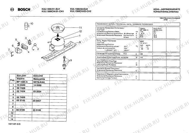 Взрыв-схема холодильника Bosch KUL1300 - Схема узла 03