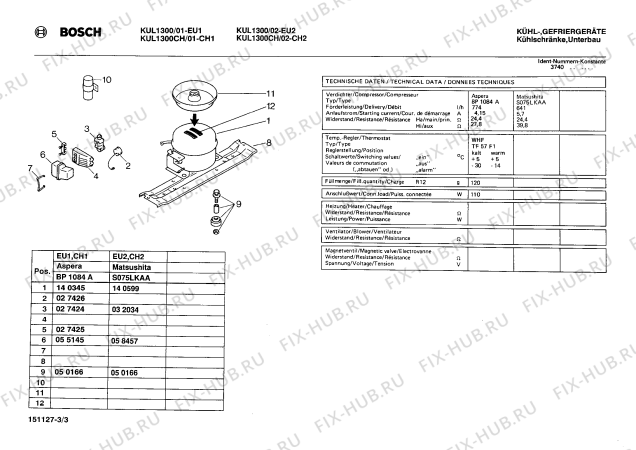 Взрыв-схема холодильника Bosch KUL1300CH - Схема узла 03