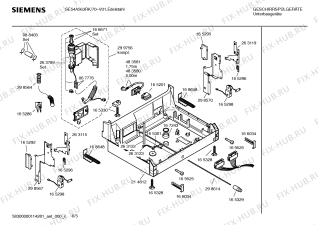 Схема №2 SE54A563RK с изображением Инструкция по эксплуатации для посудомоечной машины Siemens 00695996