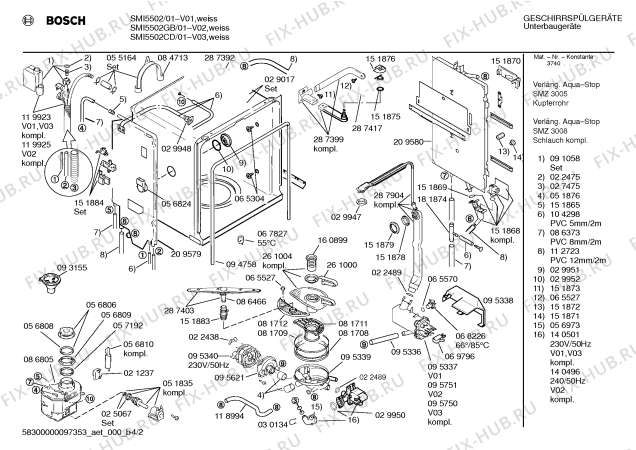 Взрыв-схема посудомоечной машины Bosch SMI5502 - Схема узла 02