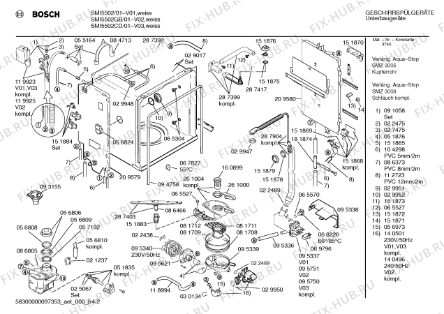 Взрыв-схема посудомоечной машины Bosch SMI5502GB - Схема узла 02
