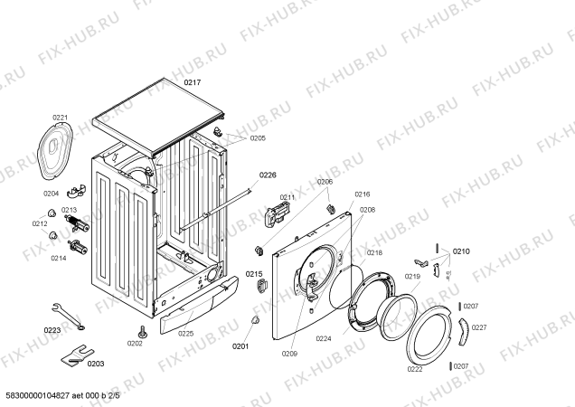 Взрыв-схема стиральной машины Bosch WFX2430FG Maxx Advandage WFX2430 - Схема узла 02