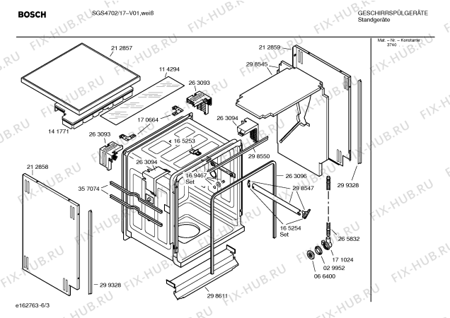 Взрыв-схема посудомоечной машины Bosch SGS4702 - Схема узла 03