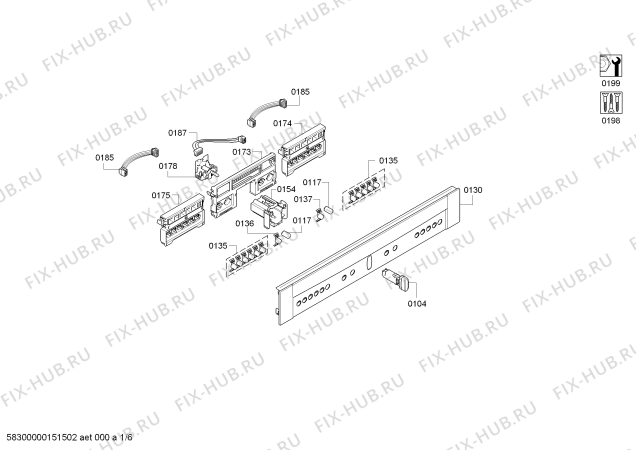 Схема №3 C67M70N0EU с изображением Модуль управления, незапрограммированный для плиты (духовки) Bosch 00657207