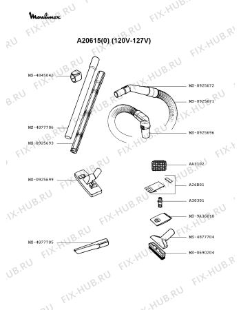 Взрыв-схема пылесоса Moulinex A20615(0) - Схема узла 4P002311.6P2
