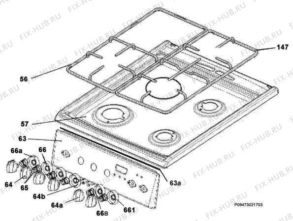 Взрыв-схема плиты (духовки) Electrolux EKM5003X - Схема узла Section 4