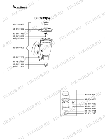 Взрыв-схема кухонного комбайна Moulinex DFC249(5) - Схема узла 3P003265.5P2