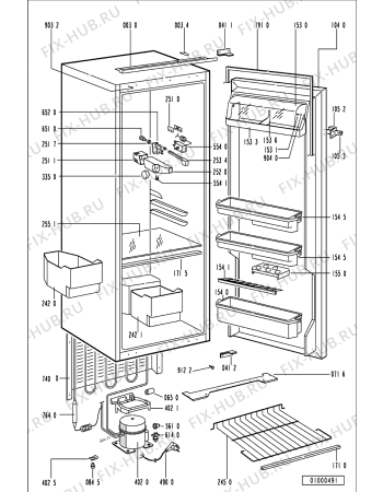 Схема №1 ARL 270/G с изображением Полка для холодильника Whirlpool 481245818329