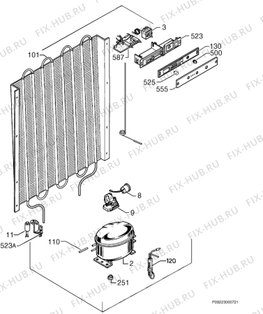 Взрыв-схема холодильника Aeg A1033-6I - Схема узла Cooling system 017