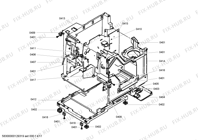 Схема №4 CM210710 Gaggenau с изображением Рамка для кофеварки (кофемашины) Bosch 00670412