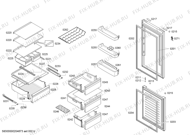 Схема №1 3KF6551MI Balay с изображением Дверь морозильной камеры для холодильника Bosch 00716324