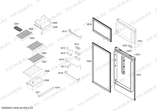 Схема №2 RN23B7C19B GENERAL PLUS с изображением Столешница для холодильной камеры Bosch 00444379
