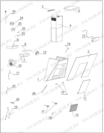 Схема №1 DVG6545W (304617) с изображением Крышечка для вытяжки Gorenje 407871