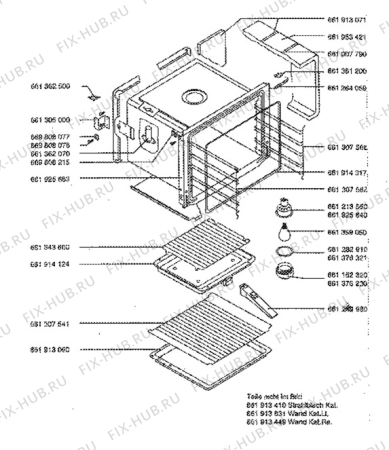 Взрыв-схема плиты (духовки) Aeg 3201B-D - Схема узла Oven body