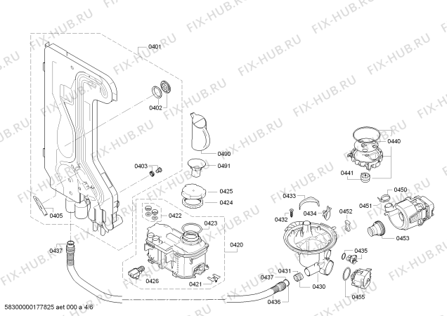 Взрыв-схема посудомоечной машины Bosch SMI90E05NL - Схема узла 04