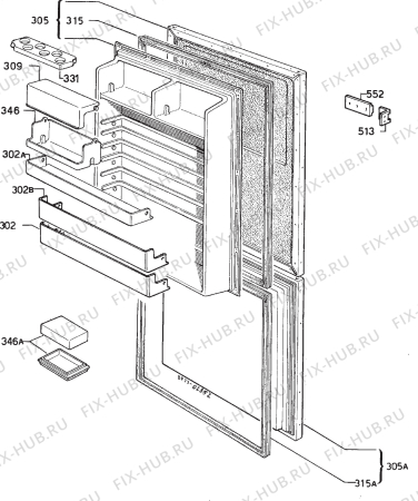 Взрыв-схема холодильника Aeg S3090I - Схема узла Door 003