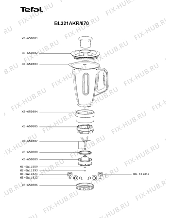 Взрыв-схема блендера (миксера) Tefal BL321AKR/870 - Схема узла OP005863.2P2