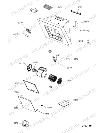 Схема №1 DWER 3780 IN с изображением Фиксатор для вытяжки Whirlpool 482000092900