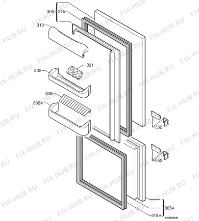 Взрыв-схема холодильника Zanker ZKK291K - Схема узла Door 003