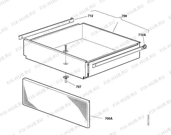 Взрыв-схема плиты (духовки) Electrolux EBGL3.1ZXM - Схема узла Tray