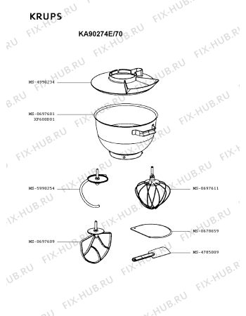 Схема №4 KA902744/70 с изображением Холдер для кухонного измельчителя Krups MS-5990447