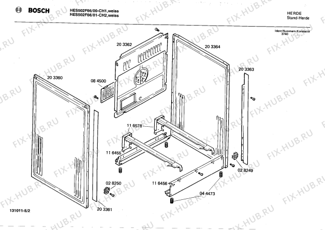 Взрыв-схема плиты (духовки) Bosch HES502F66 - Схема узла 02