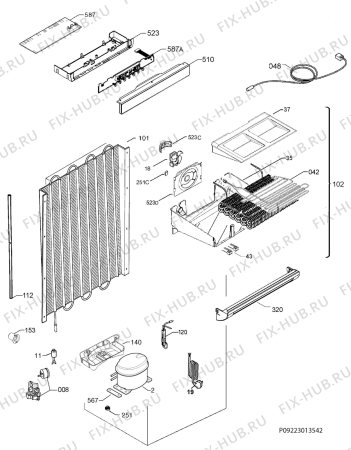 Взрыв-схема холодильника Electrolux IG123020N - Схема узла Cooling system 017