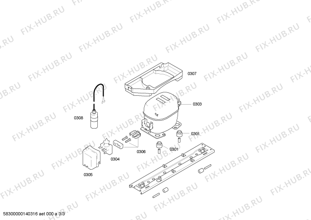 Взрыв-схема холодильника Siemens KS38RN96 - Схема узла 03