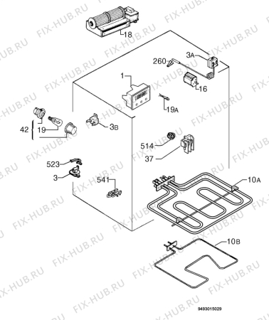 Взрыв-схема плиты (духовки) Zanussi ZBN766X - Схема узла Electrical equipment 268