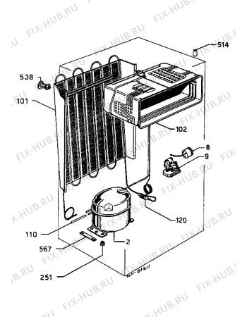 Взрыв-схема холодильника Zanussi Z24G-1 - Схема узла Cooling system 017