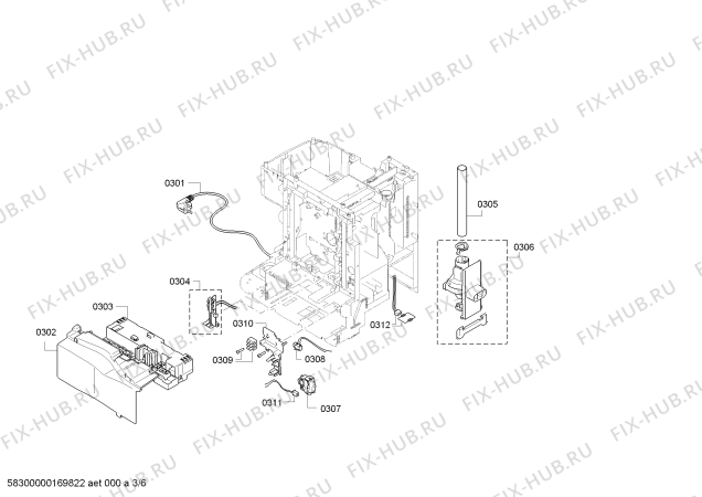 Взрыв-схема кофеварки (кофемашины) Siemens TE502206RW EQ.5 - Схема узла 03