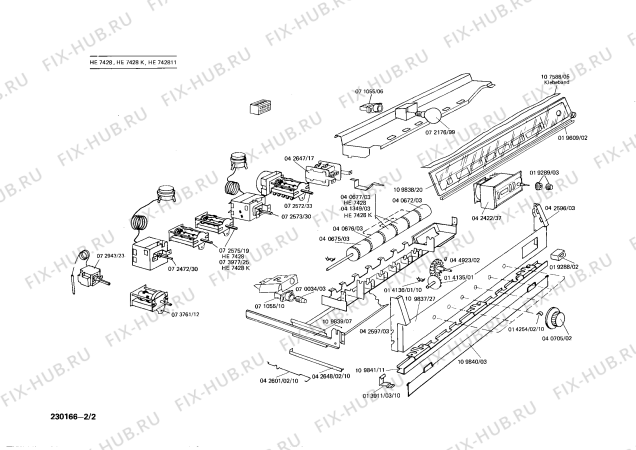 Взрыв-схема плиты (духовки) Siemens HE7428 - Схема узла 02