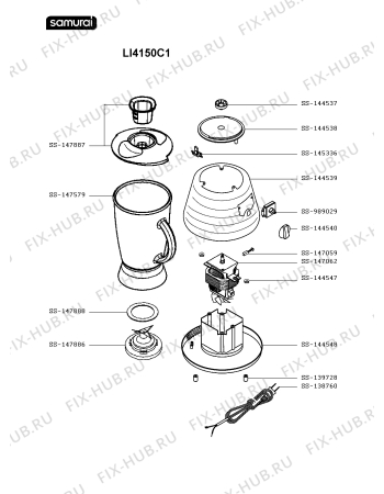 Схема №1 LI4150C2 с изображением Часть корпуса для электроблендера Seb SS-144539