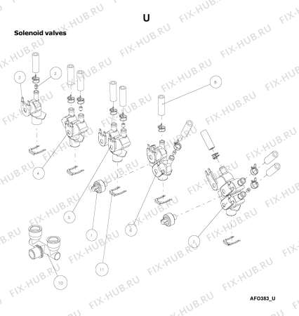 Взрыв-схема комплектующей Whirlpool AFO 383 - Схема узла