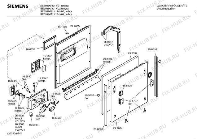 Схема №1 SE29290FF Pianissimo с изображением Инструкция по эксплуатации для посудомоечной машины Siemens 00521236