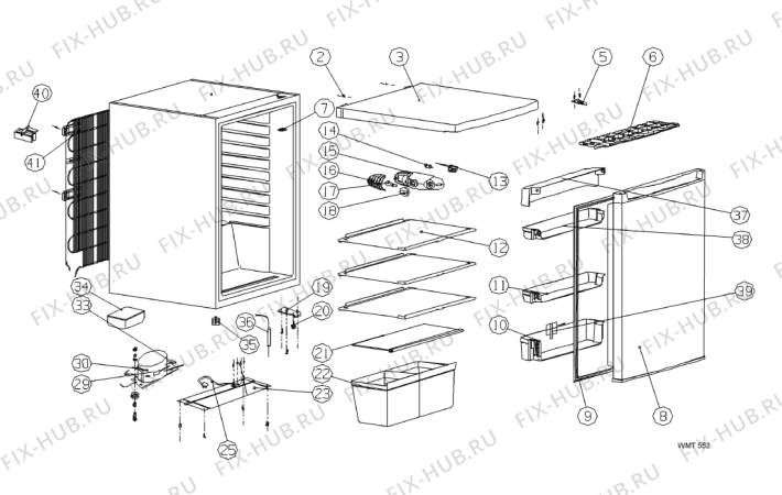 Схема №1 WMT552W (F091188) с изображением Наставление для стиралки Indesit C00346205