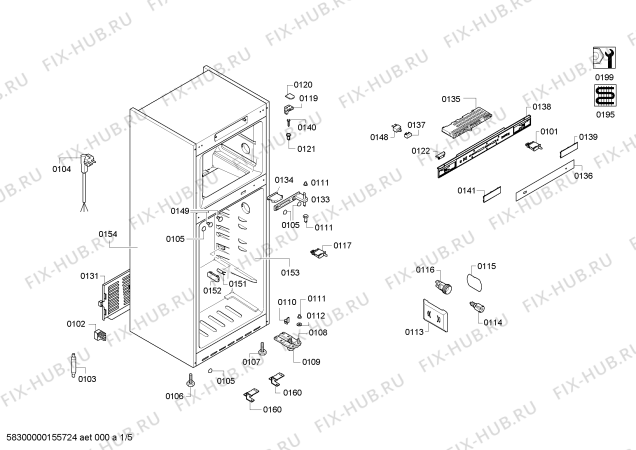 Схема №1 BD4655ANFS с изображением Ручка двери для холодильника Bosch 00684010