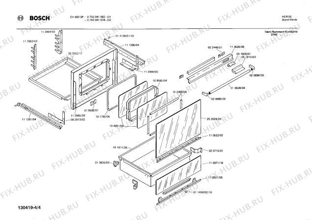 Взрыв-схема плиты (духовки) Bosch 0750041062 EH680SP - Схема узла 04