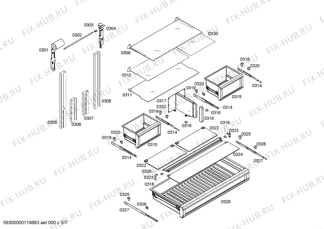 Взрыв-схема холодильника Gaggenau RY491700 - Схема узла 03