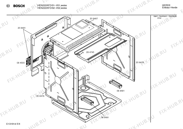 Взрыв-схема плиты (духовки) Bosch HEN222AFD - Схема узла 04