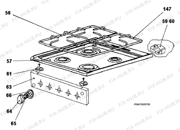 Взрыв-схема плиты (духовки) Zanussi ZC502MS - Схема узла Section 4