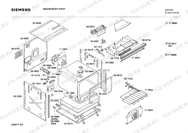 Взрыв-схема плиты (духовки) Siemens HE4440 - Схема узла 02