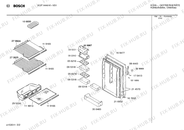 Взрыв-схема холодильника Bosch KUF1444 - Схема узла 02