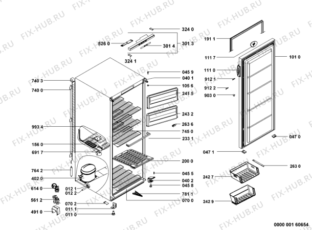 Схема №1 AFG 7020/1 с изображением Дверь для холодильной камеры Whirlpool 481241610125