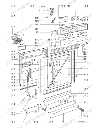 Схема №2 GSU 4854/1 RTW-IN с изображением Панель для посудомойки Whirlpool 481245371056