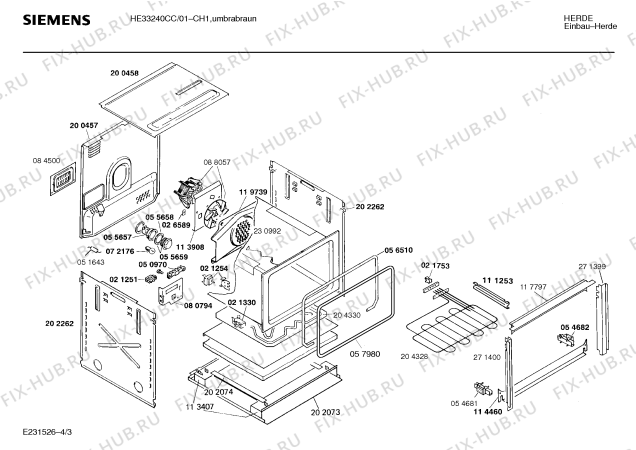 Взрыв-схема плиты (духовки) Siemens HE33240CC - Схема узла 03