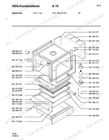 Взрыв-схема плиты (духовки) Aeg 5101V-W - Схема узла Section2