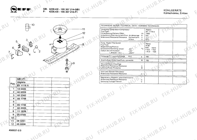 Взрыв-схема холодильника Neff 195307214 GB4228.43I - Схема узла 03