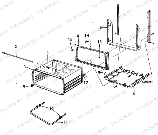 Взрыв-схема посудомоечной машины Elektro Helios SG611S - Схема узла H10 Oven Cavity (small)