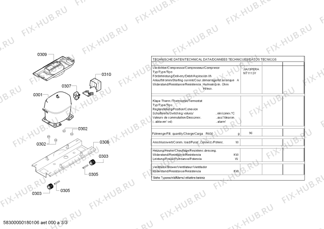 Взрыв-схема холодильника Bosch KGV36UL30S, Bosch - Схема узла 03